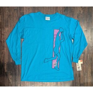 Vintage Charlotte Hornets Shirt Mens Large Blue NBA Basketball Long Sleeve 90s